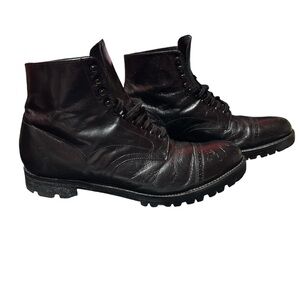 1970s Vintage Stacy Adams Black Leather Lace-Up Ankle Boots